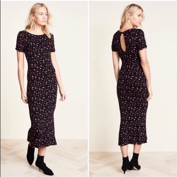 NWOT FREE PEOPLE floral puff sleeve midi dress - Picture 4 of 16